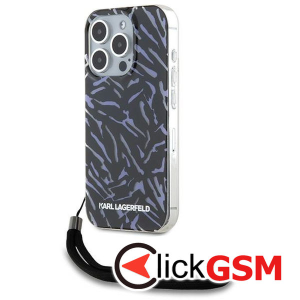 Karl Lagerfeld - Hardcase (KLHCP15XHZBPKCCU) - iPhone 15 Pro Max - Purple Zebra With Cord