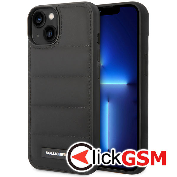 Karl Lagerfeld - Hardcase Leather Puffy (KLHCP14MPSQAK) - iPhone 14 Plus - Elongated Logo