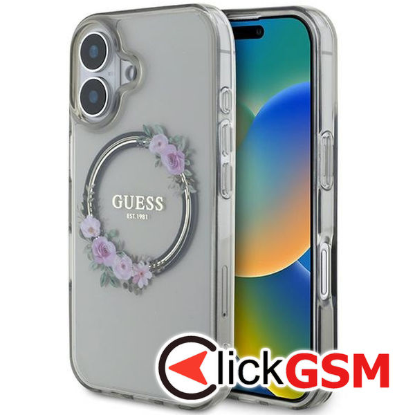 Guess - IML Flowers Wreath MagSafe (GUHMP16SHFWFCK) - iPhone 16 - Black