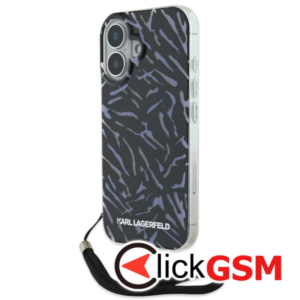 Karl Lagerfeld - Hardcase (KLHCP16SHZBPKCCU) - iPhone 16 - Purple Zebra With Cord