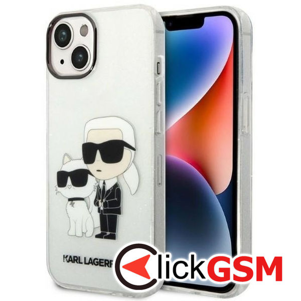 Karl Lagerfeld - Hardcase Glitter (KLHCP14MHNKCTGT) - iPhone 14 Plus - Transparent Karl&Choupette