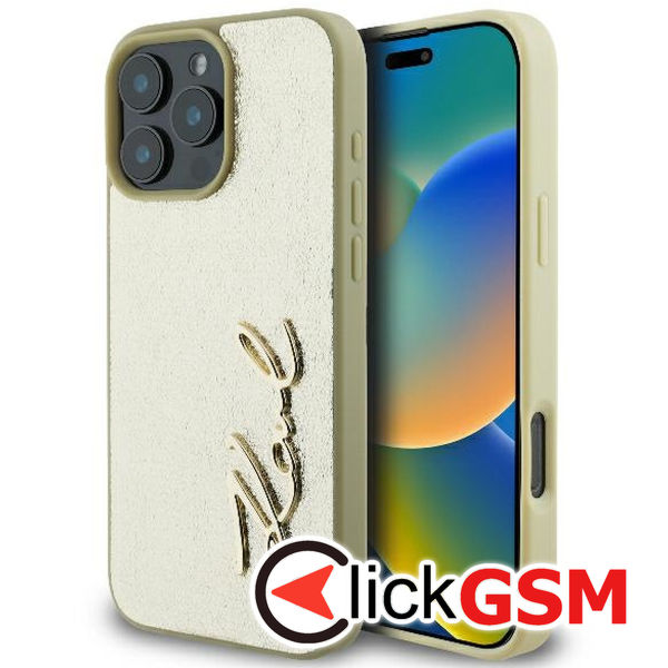 Karl Lagerfeld - Hardcase Leather (KLHCP16LPFMFBKMD) - iPhone 16 Pro - Metal Signature