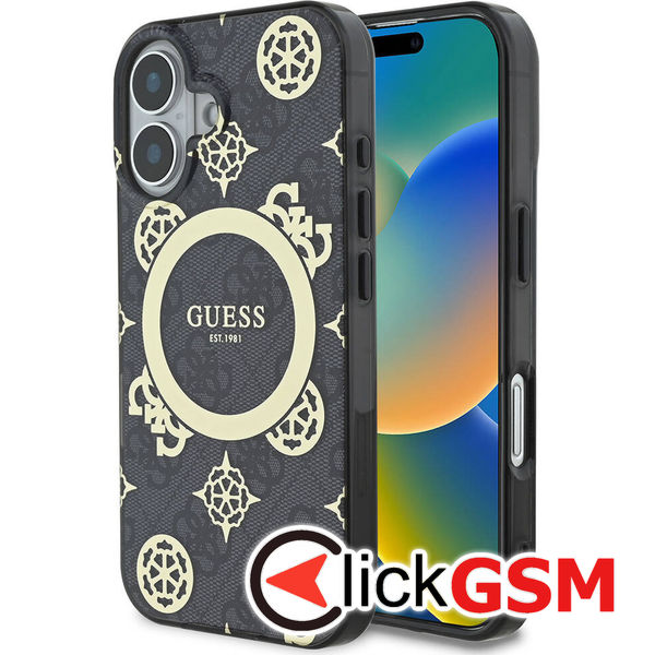 Guess - IML Peony On 4G Background MagSafe (GUHMP16SH4PYEEK) - iPhone 16 - Black