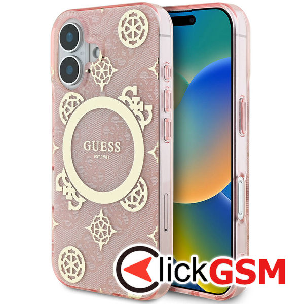 Guess - IML Peony On 4G Background MagSafe (GUHMP16SH4PYEEP) - iPhone 16 - Pink