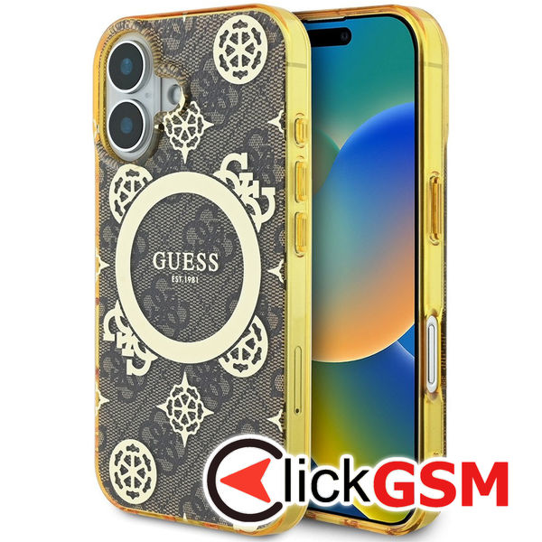 Guess - IML Peony On 4G Background MagSafe (GUHMP16SH4PYEEW) - iPhone 16 - Brown