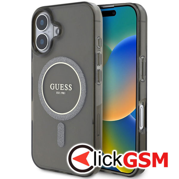 Guess - IML Glitter Circle MagSafe (GUHMP16SHFGEREK) - iPhone 16 - Black