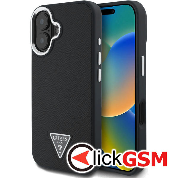 Guess - Grained Triangle MagSafe (GUHMP16SPGTSPSK) - iPhone 16 - Black