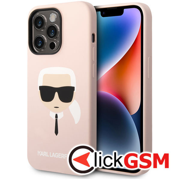 Karl Lagerfeld - Silicone MagSafe (KLHMP14LSLKHLP) - iPhone 14 Pro - Light Pink Karl`s Head