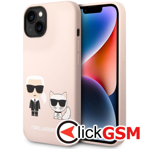 Karl Lagerfeld - Silicone MagSafe (KLHMP14MSSKCI) - iPhone 14 Plus - Light Pink Karl&Choupette