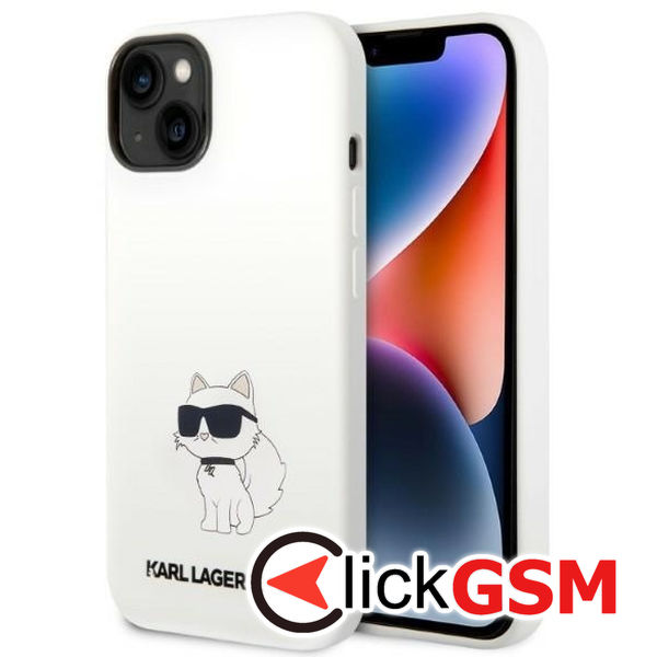 Karl Lagerfeld - Silicone MagSafe (KLHMP14MSNCHBCH) - iPhone 14 Plus - White Choupette