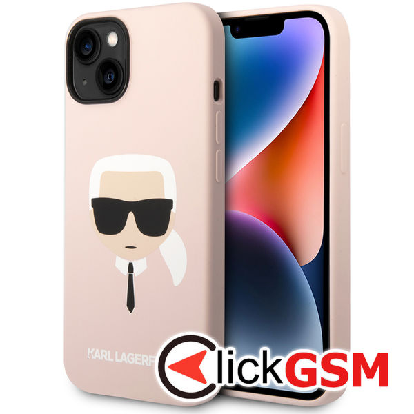 Karl Lagerfeld - Silicone MagSafe (KLHMP14MSLKHLP) - iPhone 14 Plus - Light Pink Karl`s Head