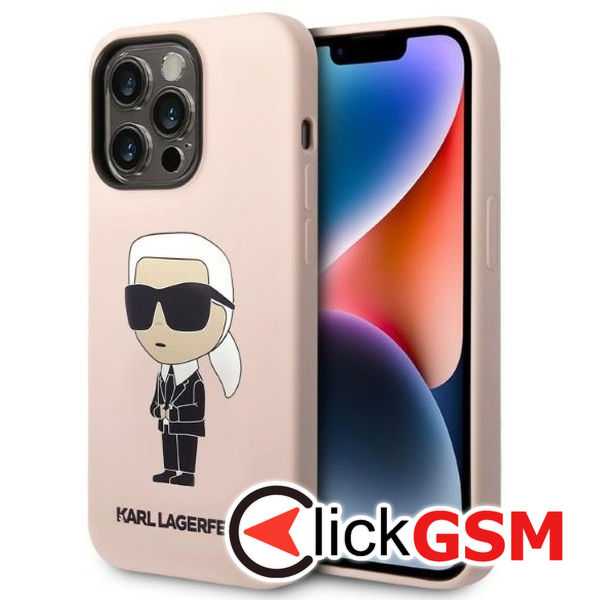 Karl Lagerfeld - Silicone MagSafe (KLHMP14XSNIKBCP) - iPhone 14 Pro Max - Pink Ikonik