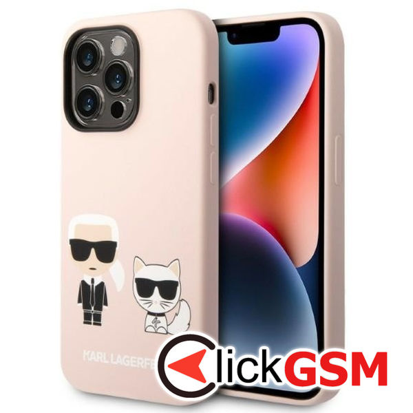 Karl Lagerfeld - Silicone MagSafe (KLHMP14XSSKCI) - iPhone 14 Pro Max - Light Pink Karl&Choupette