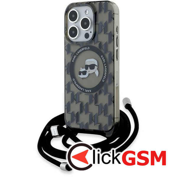 Karl Lagerfeld - IML Crossbody MagSafe (KLHMP15LHCKCKLCK) - iPhone 15 Pro - Monogram Karl&Choupette Head