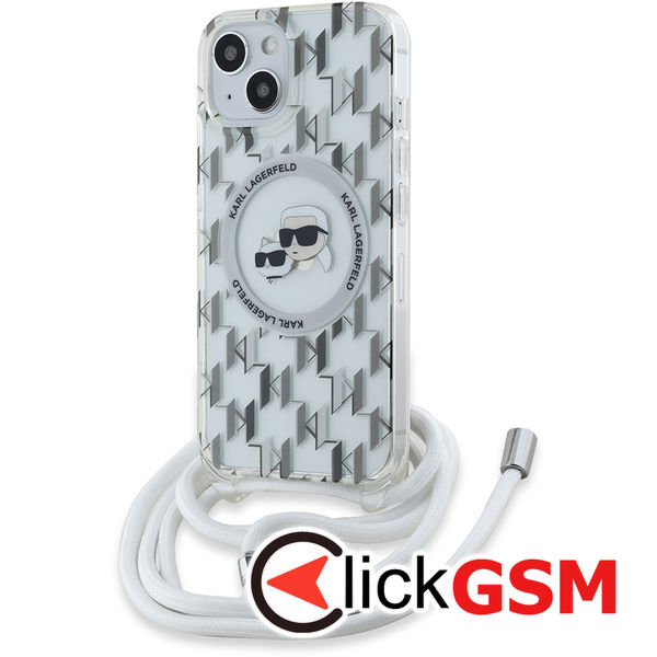 Karl Lagerfeld - IML Crossbody MagSafe (KLHMP15SHCKCKLCT) - iPhone 15 - Clear Mono Karl&Choupette
