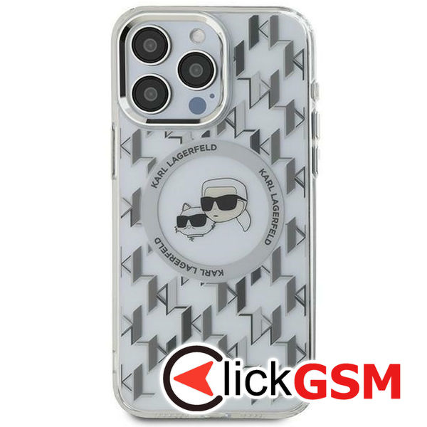 Karl Lagerfeld - IML MagSafe (KLHMP15SHMCKMHT) - iPhone 15 - Clear Monogram Karl&Choupette Head