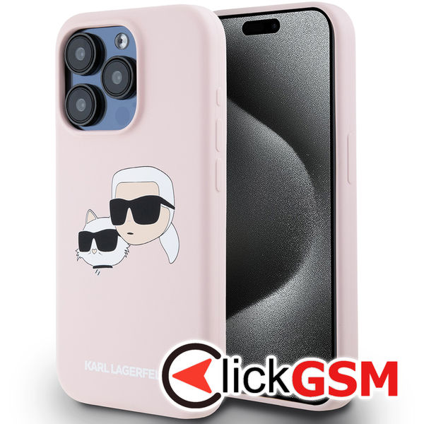 Karl Lagerfeld - Silicone MagSafe (KLHMP15LSKCHPPLP) - iPhone 15 Pro - Pink Karl&Choupette Head