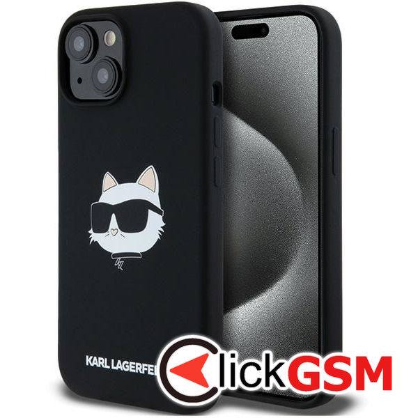 Karl Lagerfeld - Silicone MagSafe (KLHMP15MSCHPPLK) - iPhone 15 Plus - Choupette Head