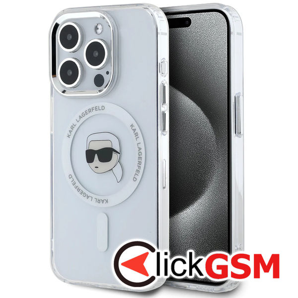 Karl Lagerfeld - IML MagSafe (KLHMP16LHLSKIH) - iPhone 16 Pro - White Metal Karl`s Head