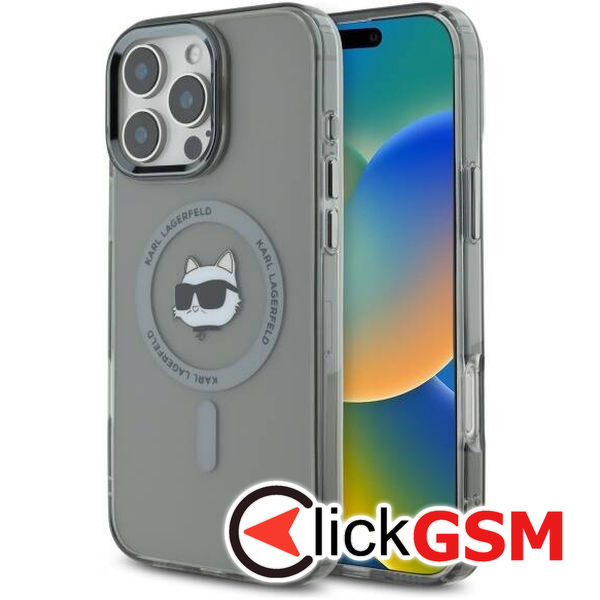 Karl Lagerfeld - IML MagSafe (KLHMP16LHLSCHK) - iPhone 16 Pro - Metal Choupette`s Head