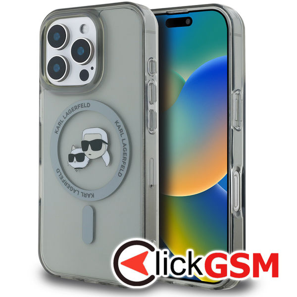 Karl Lagerfeld - IML MagSafe (KLHMP16LHLSKCK) - iPhone 16 Pro - Metal Karl&Choupette Head