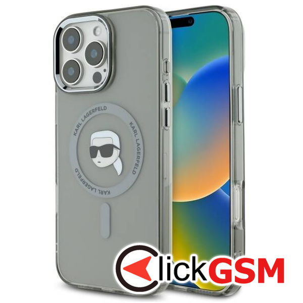 Karl Lagerfeld - IML MagSafe (KLHMP16LHLSKIK) - iPhone 16 Pro - Metal Karl`s Head