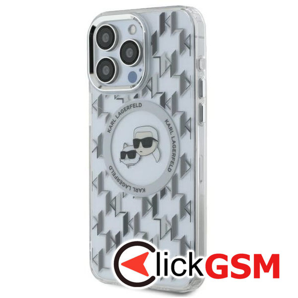 Karl Lagerfeld - IML MagSafe (KLHMP16LHMCKMHT) - iPhone 16 Pro - Clear Monogram Karl&Choupette Head