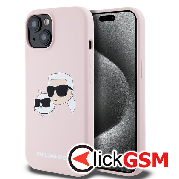 Karl Lagerfeld - Silicone MagSafe (KLHMP15SSKCHPPLP) - iPhone 15 - Pink Karl&Choupette