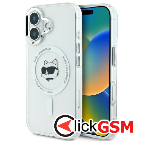 Karl Lagerfeld - IML MagSafe (KLHMP16MHLSCHH) - iPhone 16 Plus - White Metal Choupette`s Head