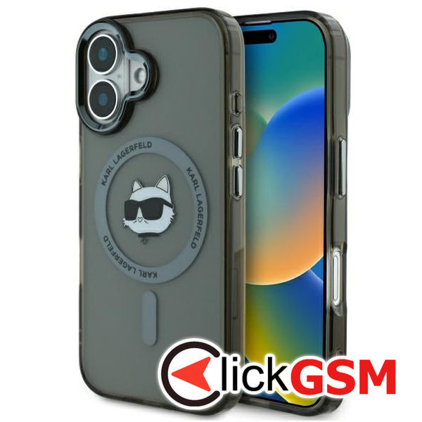Karl Lagerfeld - IML MagSafe (KLHMP16MHLSCHK) - iPhone 16 Plus - Metal Choupette`s Head