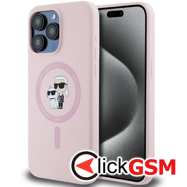 Karl Lagerfeld - Silicone Ring MagSafe (KLHMP15XSCMKCRHP) - iPhone 15 Pro Max - Pink Karl&Choupette