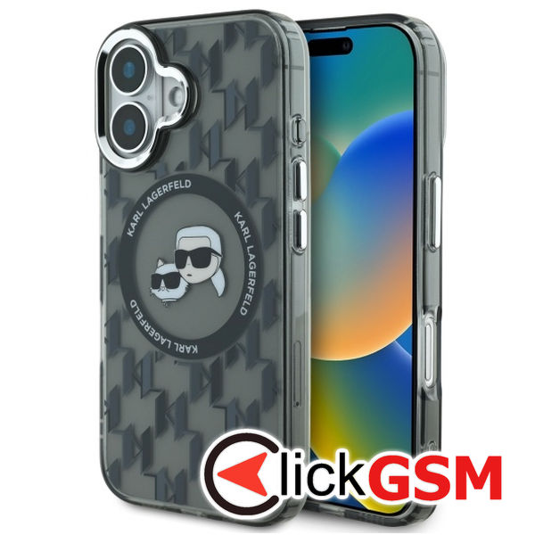 Karl Lagerfeld - IML MagSafe (KLHMP16SHMCKMHK) - iPhone 16 - Monogram Karl&Choupette Head
