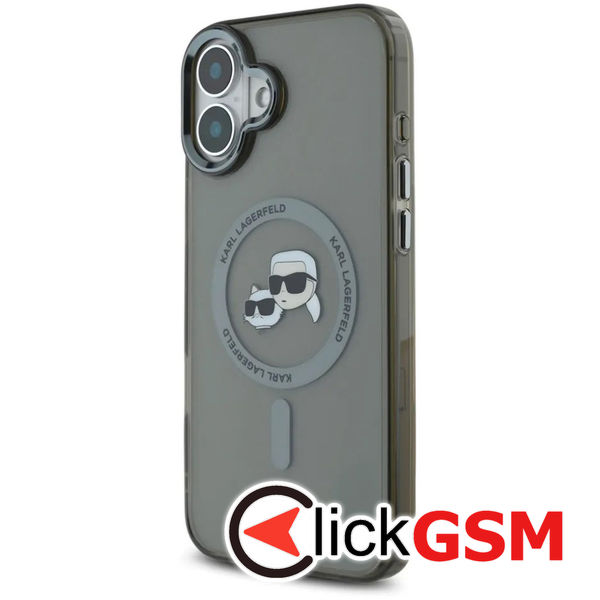 Karl Lagerfeld - IML MagSafe (KLHMP16SHLSKCK) - iPhone 16 - Metal Karl&Choupette Head