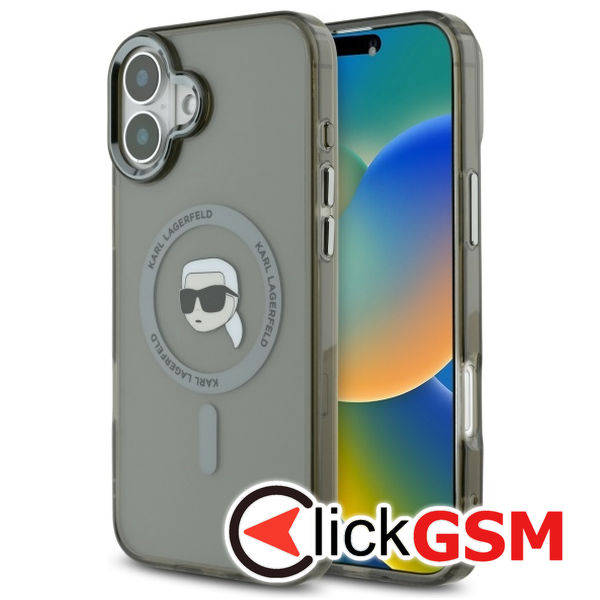Karl Lagerfeld - IML MagSafe (KLHMP16SHLSKIK) - iPhone 16 - Metal Karl`s Head