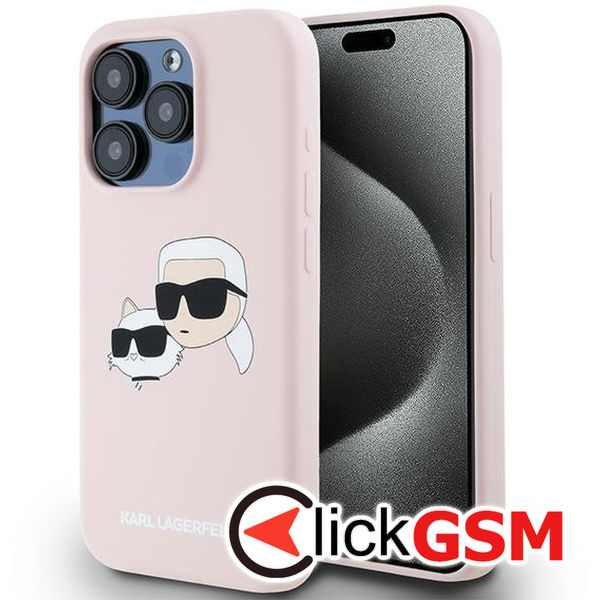 Karl Lagerfeld - Silicone MagSafe (KLHMP15XSKCHPPLP) - iPhone 15 Pro Max - Pink Karl&Choupette