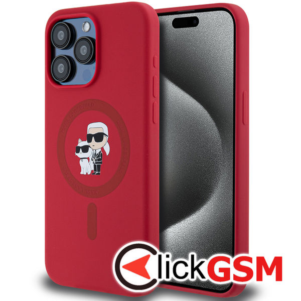 Karl Lagerfeld - Silicone Ring MagSafe (KLHMP15XSCMKCRHR) - iPhone 15 Pro Max - Red Karl&Choupette