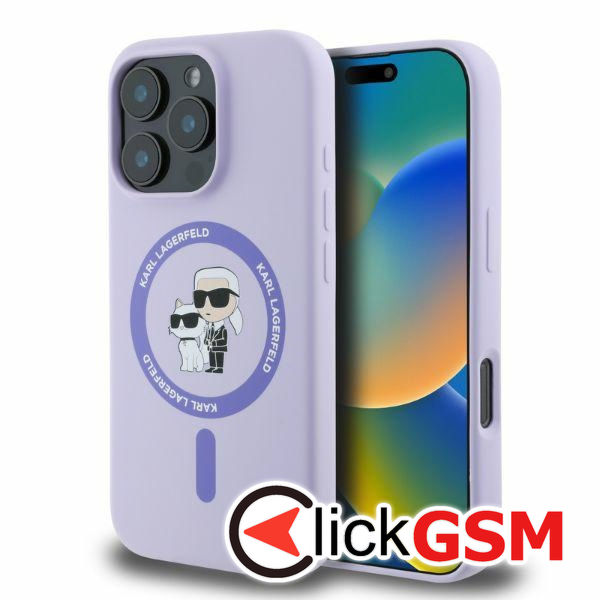 Karl Lagerfeld - Silicone Ring MagSafe (KLHMP16LSCMKCRHU) - iPhone 16 Pro - Purple Karl&Choupette
