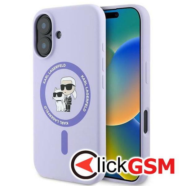 Karl Lagerfeld - Silicone MagSafe (KLHMP16SSCMKCRHU) - iPhone 16 - Purple Karl&Choupette