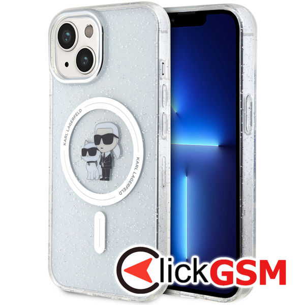 Karl Lagerfeld - Glitter MagSafe (KLHMP15SHGKCNOT) - iPhone 15 - Transparent Karl&Choupette
