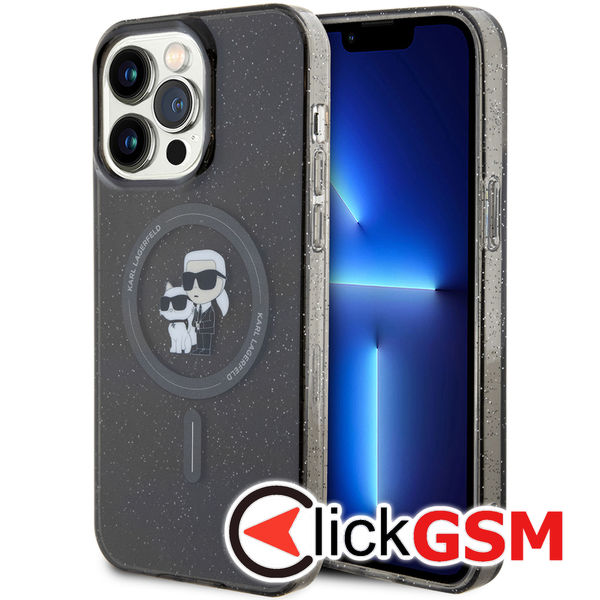Karl Lagerfeld - Glitter MagSafe (KLHMP15XHGKCNOK) - iPhone 15 Pro Max - Black Karl&Choupette