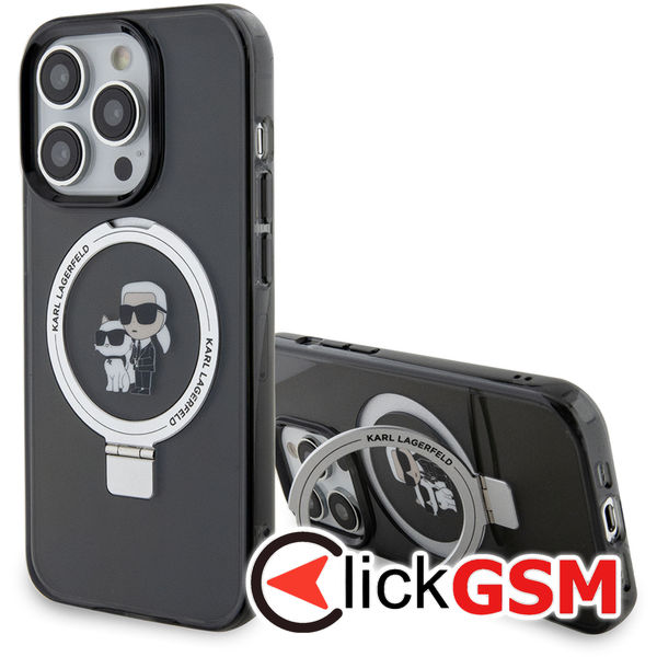 Karl Lagerfeld - Hardcase Ring Stand MagSafe (KLHMP15XHMRSKCK) - iPhone 15 Pro Max - Karl&Choupette