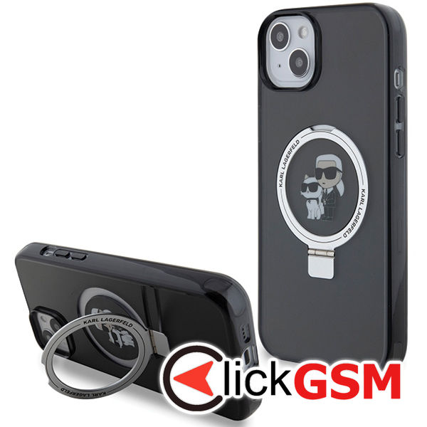 Karl Lagerfeld - Hardcase Ring Stand MagSafe (KLHMP14SHMRSKCK) - iPhone 14 - Karl&Choupette