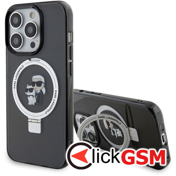 Karl Lagerfeld - Hardcase Ring Stand Magsafe (KLHMP15LHMRSKCK) - iPhone 15 Pro - Karl&Choupette