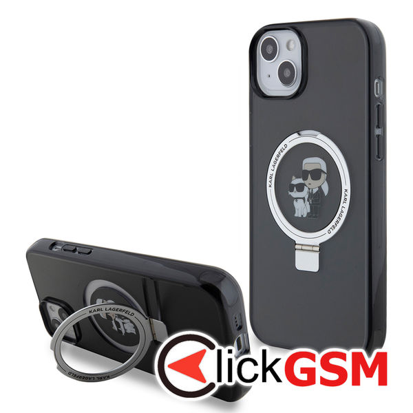 Karl Lagerfeld - Hardcase Ring Stand MagSafe (KLHMP15MHMRSKCK) - iPhone 15 Plus - Karl&Choupette