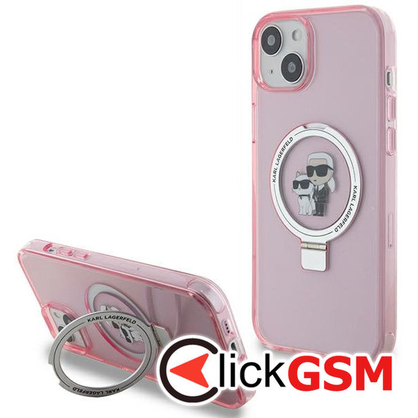 Karl Lagerfeld - Hardcase Ring Stand MagSafe (KLHMP15MHMRSKCP) - iPhone 15 Plus - Pink Karl&Choupette