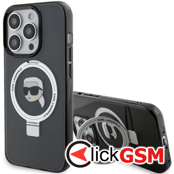Karl Lagerfeld - Hardcase Ring Stand MagSafe (KLHMP15LHMRSKHK) - iPhone 15 Pro - Karl Head