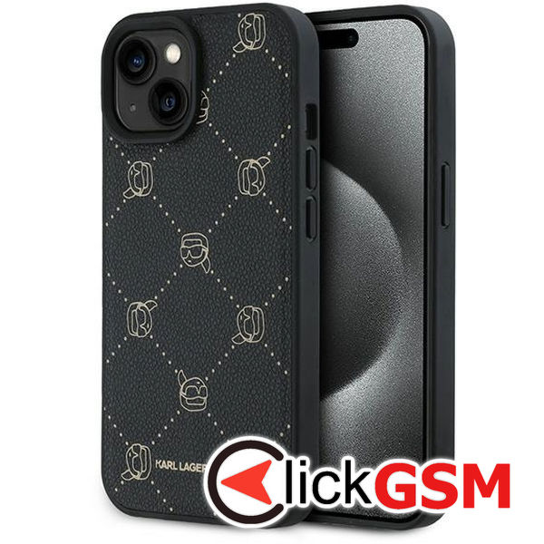 Karl Lagerfeld - Leather MagSafe (KLHMP15MPGKHPHK) - iPhone 15 Plus - Karl Head