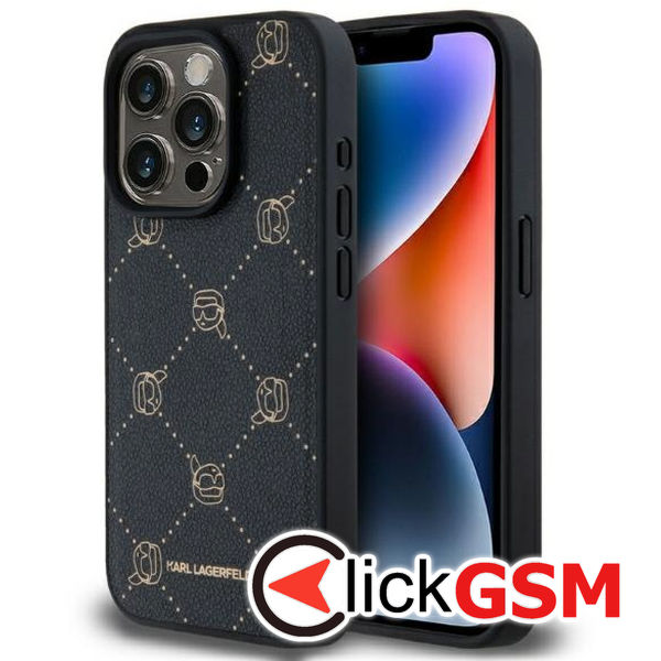 Karl Lagerfeld - Leather MagSafe (KLHMP15XPGKHPHK) - iPhone 15 Pro Max - Karl Head