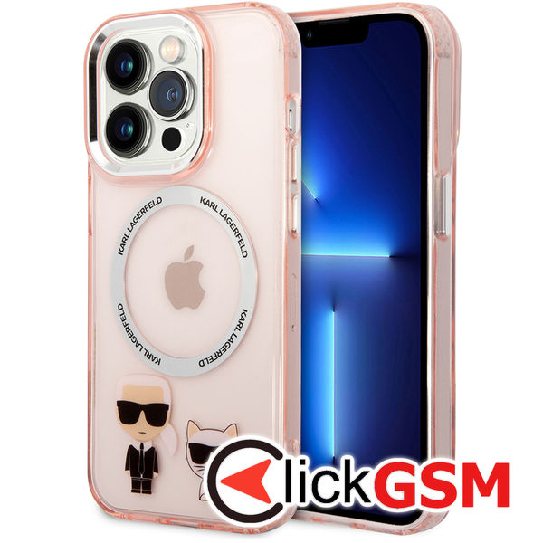 Karl Lagerfeld - Hardcase MagSafe (KLHMP14LHKCP) - iPhone 14 Pro - Pink Karl & Choupette Aluminium