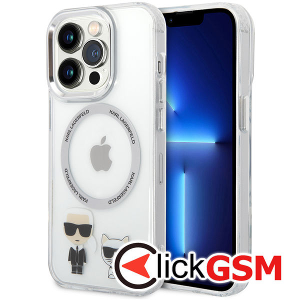 Karl Lagerfeld - Hardcase MagSafe (KLHMP14LHKCT) - iPhone 14 Pro - Transparent Karl & Choupette Aluminium